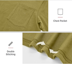 เสื้อยืดสีเขียวมะกอกแขนสั้นทรงปกติ ปี 2026 ผ้าฝ้ายเจอร์ซีย์ถัก 100% คอกลม ดีไซน์เรียบง่าย สีพื้น - Product Image 3
