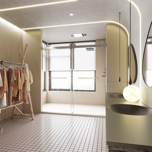 Doppio scorrevole senza cornice porta doccia Soft-Close 68-72 pollici X 76 pollici 3/8 pollici (10mm) di spessore SGCC vetro temperato cromato - Product Image 2