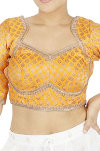 Top Corto Formal de Seda Shreya para Fiesta, 100% Seda Tejida con Cierre, Lavable - Product Image 4