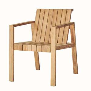 Outdoor Solid Teak Wood Garden <b>Chair</b> with Armrests Durable <b>Rustic</b> Design Waterproof Eco-Friendly for Patio Use - Product Image 1