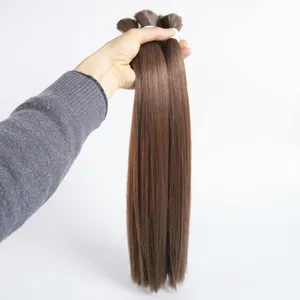 ผมต่อแบบตรงสีน้ำตาลธรรมชาติ Remy แบบเป็นมัด สำหรับทำวิกผม ใช้ในร้านเสริมสวย ขายส่ง ความยาวตามสั่ง - Product Image 1