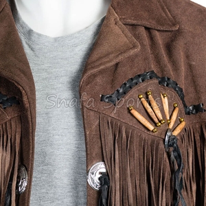 เสื้อแจ็คเก็ตหนังแท้ผู้หญิง สีน้ำตาลคาเมล สไตล์วินเทจ สตรีทแฟชั่น เสื้อแจ็คเก็ตหนังกลับผู้หญิง แต่งพู่ ขายส่ง เสื้อแจ็คเก็ตผู้หญิง - Product Image 3