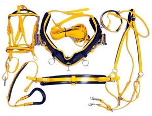 PVC Yellow Black Horse Racing <b>Harness</b> Set quick Hitch <b>Leather</b> Synthetic PVC Durable Equestrian Riding Tack Retail Wholesale - Product Image 2