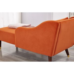 Moderna Chaise Longue in Velluto Arancione con Imbottitura Confortevole - Product Image 5