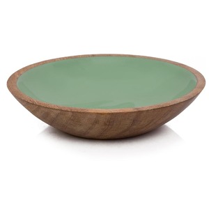 Tazón de Servir Redondo Decorativo de Madera de Mango Natural con Estampado Esmaltado para Frutos Secos, Papas Fritas, Cocina, Sala de Estar, Decoración del Hogar - Product Image 2