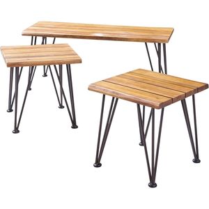 Tavolino da Caffè ZION INDUSTRIAL in Legno e Metallo con Tavolino d'Appoggio - Product Image 2