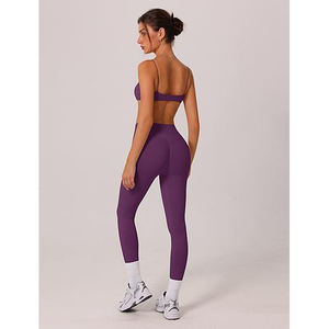 Ensembles de sport pour femmes : Soutien-gorge de sport et leggings taille haute, anti-transpiration, séchage rapide, avec coussinets intégrés, en nylon et élasthanne - Product Image 6