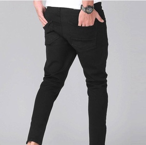 Pantalones de mezclilla negros elásticos para hombre, estilo hip hop, transpirables, para uso urbano y al aire libre - Product Image 2