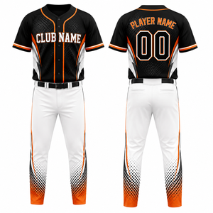 Ensemble d'uniformes de baseball personnalisés pour hommes – Maillot à manches courtes et pantalon respirant en polyester avec imprimé par transfert thermique et taille élastique anti-humidité - Product Image 1