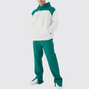 Ensemble de survêtement décontracté pour homme, sweat à capuche et pantalon de survêtement surdimensionnés, mélange de coton, fournisseur en gros OEM ODM - Product Image 1
