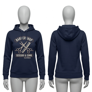 Sweat-shirt à capuche pour femmes et hommes, 320 GSM, coton, polyester, polaire, bleu marine, logo imprimé personnalisé, sweat-shirt lourd à capuche - Product Image 1
