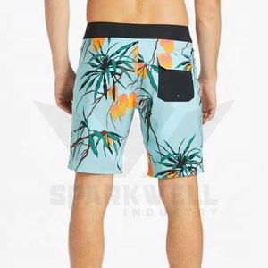 Shorts de bain pour hommes à imprimé tropical, séchage rapide, cordon de serrage, taille mi-haute, avec poches latérales - Product Image 2