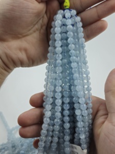 Natural Aquamarine Smooth Round Beads Plain Polished Loose Gemstone Strands <b>for</b> Jewelry Making Wholesale - Product Image 4