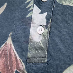 ชุดเสื้อโปโลพิมพ์ลายดอกไม้สำหรับบุรุษสีเทาเข้มลายใบไม้ฤดูร้อนชุดลำลองสองชิ้น - Product Image 5