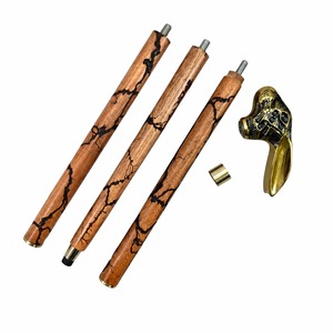 Canne de marche en bois avec tête de lapin dorée, marbrure noire et embout à vis - Product Image 4