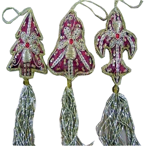 Indian Handmade Zari Embroidery Beaded Acrylic Christmas Tree Decoration High Quality <b>Star</b> Ornament <b>Hanging</b> Unique Square Indoor - Product Image 2
