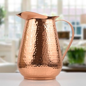 Jarra de Cobre Puro 100% de Calidad Lujosa, Martillada, Pulida, Diseño Personalizado para Beneficios para la Salud - Product Image 1