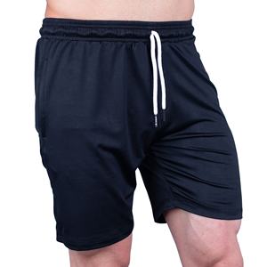 Short de sport en polyester 100% pour hommes, tissu en maille respirant à séchage rapide, ceinture élastique, poches, techniques teintées unies pour la salle de sport - Product Image 3