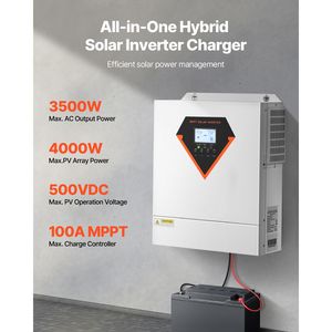 Inverter Solare Ibrido 3500W Tutto-in-Uno, Onda Sinusoidale Pura, Caricabatterie 24V DC, Monofase 220/230V AC, Corrente di Uscita Integrata 80A, 8KW - Product Image 2
