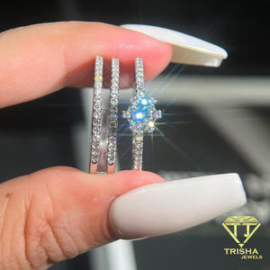 Round Cut Moissanite Bridal <b>Ring</b> Set VVS <b>925</b> Sterling <b>Silver</b> Engagement Wedding <b>Ring</b> Jewelry For Women - Product Image 2
