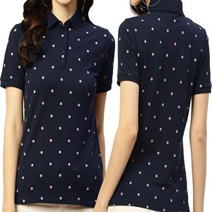 Polo de Mujer, Manga Corta, Informal, Tejido Transpirable, Largo Regular, 100% Algodón, Estampado - Product Image 3