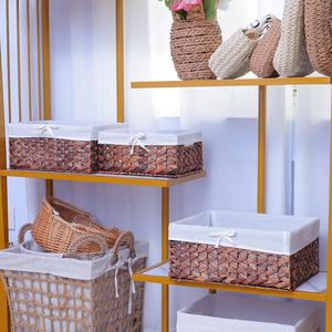 Cesta de lavandería tejida Hyacinth con tapa para la organización del cesto de almacenamiento de agua en el hogar - Product Image 4