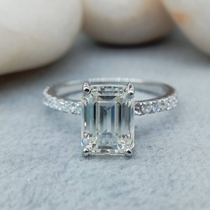 14K/18K White Yellow <b>Gold</b> CT 2.0 Emerald Shape VVS Lab Grown Diamond Solitaire Engagement & Wedding <b>Ring</b> Classic Fine Jewelry - Product Image 2
