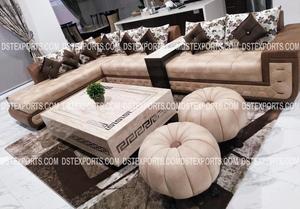 Palace-Inspired <b>Gold</b> Finish Upholstered King <b>Sofa</b> Set European Palace Style Tufted L-Shaped Wooden Living Room Furniture Canada - Product Image 3