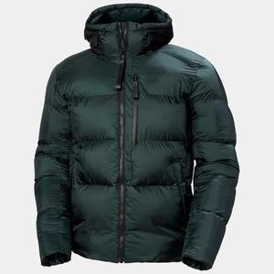 Veste matelassée à capuche pour homme, vert foncé, coupe-vent, rembourrée en coton, respirante, fermeture éclair, streetwear décontracté, vêtements d'extérieur d'hiver - Product Image 1