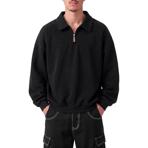 Sweat-shirt à col zippé pour homme, pull à col et épaules tombantes, sweat-shirt décontracté à manches longues pour l'automne et l'hiver - Product Image 1