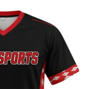 Maillot de lacrosse unisexe noir et rouge en polyester, coupe athlétique, léger, uniforme sportif, vêtements d'entraînement pour équipe - Product Image 4