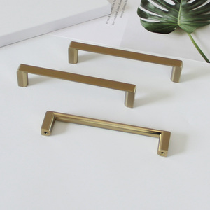Hot Selling Modern Minimalist Zinc Alloy Hardware Products Brushed <b>Gold</b> Cabinet <b>Pulls</b> for Kitchen Bathroom and Bedroom Furniture - Product Image 1