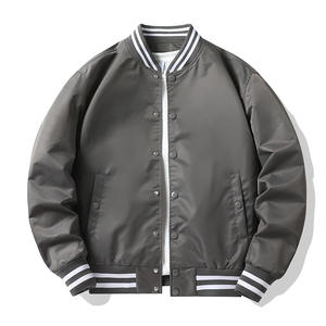 Chaqueta Varsity a Rayas de Béisbol para Hombre, 100% Algodón de Alta Calidad, Manga Raglán, Cierre de Botones, Corte Ajustado, para Primavera - Product Image 1