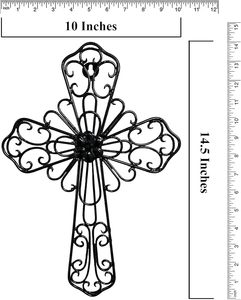 Black Metal <b>Wall</b> Cross <b>Decor</b> Rustic Living Room <b>Wall</b> Art Elegant Indoor Outdoor Crucifix <b>Hanging</b> Decoration - Product Image 3