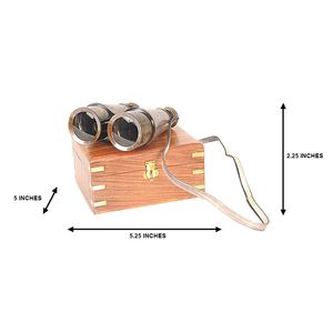 Binocular w leather overlay in <b>wood</b> <b>box</b> - Product Image 2