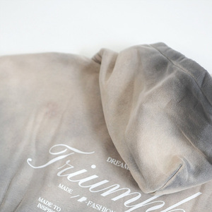 Custom Distressed Winter Sweatshirt Hoodie Men Oversized Fit Vintage Washed Boxy Pullover Streetwear <b>Fashion</b> Clothing Wholesale - Product Image 4
