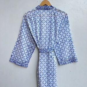 Bata Kimono con Estampado de Dibujos Animados para Mujer, Suave y Transpirable, de Algodón, para Verano, Hecha a Mano, ODM, Cuello en V, Cintura Elástica, Largo hasta la Rodilla - Product Image 1