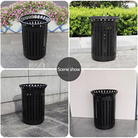 Poubelle à double compartiment cylindrique en métal, à ouverture supérieure, pour extérieur, recyclage, robuste, design minimaliste, noire