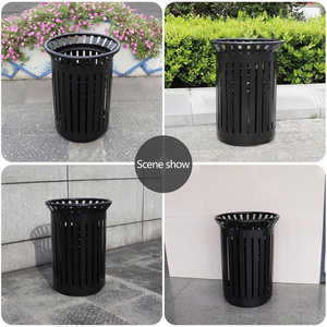 <b>Outdoor</b> Open Top Slatted Metal Sturdy Trash <b>Bin</b> Park Commercial Waste Container <b>Rubbish</b> <b>Bin</b> Barrel Hotels OEM ODM Manufacturer - Product Image 6