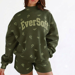 Sudadera de Cuello Alto para Mujer, Bordado Chenille Personalizado, Mezcla de Algodón y Felpa, Fabricante y Proveedor de Ropa OEM ODM - Product Image 1
