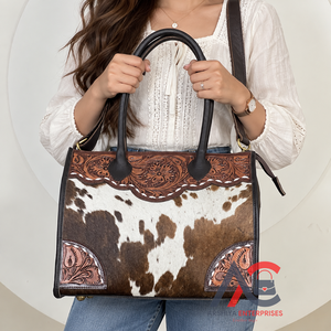 Sac fourre-tout bohème en cuir véritable, motif en cuir de vachette brodé à la main, sac à bandoulière pour femme toutes saisons pour un usage quotidien - Product Image 1