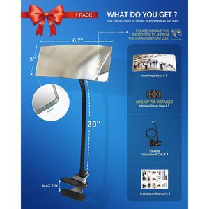 Specchio Convesso di Sicurezza Personale 6.7'' X 3'', Regolabile a 360 Gradi, Specchietto Retrovisore Clip-On per Promozioni - Product Image 3
