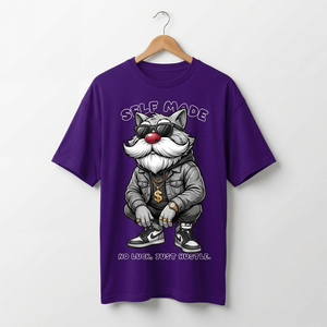 T-shirt blanc pour homme à manches courtes, col rond, imprimé loup, style streetwear, jersey 100% coton, écologique - Product Image 4