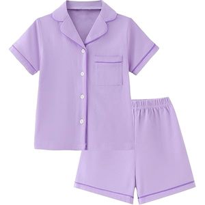 2 Pieces Set Home Wear Sleep Pajama <b>for</b> Women Short Sleeves100% Combed Cotton Fabric Breathable Girls <b>Summer</b> <b>Pyjama</b> Night Wear - Product Image 2
