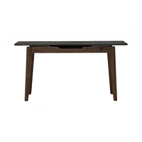Table à manger rectangulaire extensible moderne et peu encombrante, finition noyer, garantie 1 an, idéale pour les petits appartements, les hôtels et les cuisines