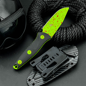 Couteau de survie Green Drop Zombie Point, lame en acier inoxydable, manche en plastique, 18 cm, couteau de sport d'extérieur avec étui - Product Image 3