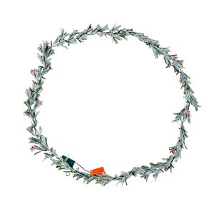 9-FT Realistic Greenery Christmas Garland Decorated with Vines Olive Leaves & Berries <b>Light</b>-Up Evergreen Faux Wreath - Product Image 1
