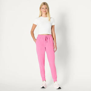 Pantalon de jogging taille haute pour femme avec cordon de serrage, bas élastiqués, ceinture intégrée, coupe fuselée, respirant, en coton et élasthanne - Product Image 5