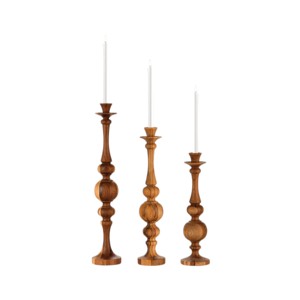 Ensemble de 2 bougeoirs en bois, finition blanchie vieillie, porte-bougie pilier, bougeoir d'église en bois, Noël - Product Image 2