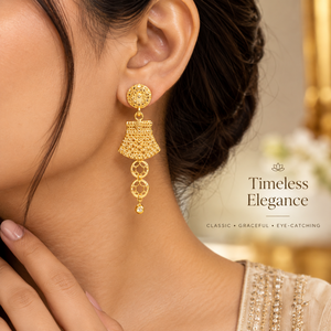 ชุดสร้อยคอจี้ทรงยาวแบบราชวงศ์ |   เครื่องประดับทอง 24K ชุบทองแดงทองเหลืองขัดเงา |   ต่างหู สร้อยข้อมือ แหวนแต่งงานแบบดั้งเดิมสำหรับผู้หญิง - Product Image 4